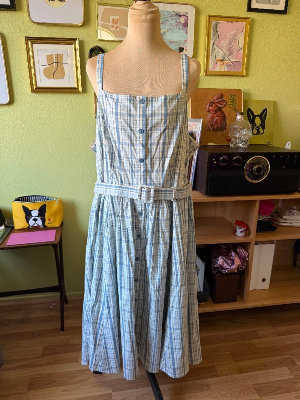 NWT Torrid Retro Chic Blue Plaid Dress w/Belt - Size 2X